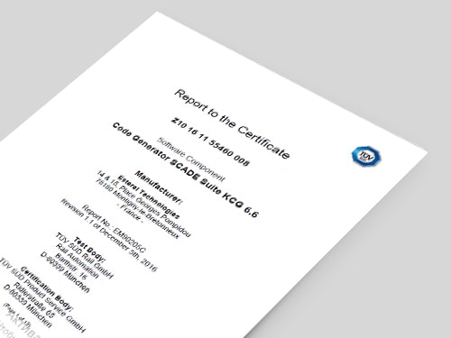 Отчет к сертификату соответствия TÜV SÜD Product Service для Ansys SCADE Suite KCG 6.6